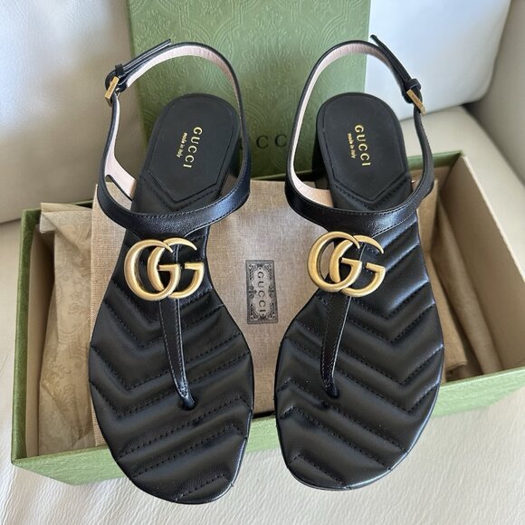 NEW Women's Double G Block Heel Thong Sandals Sz 37.5 EU - Picture 5 of 11